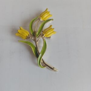 Yellow and Green Floral Brooch